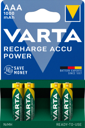 Акумулятор тип AAA Varta RECHARGEABLE ACCU AAA 1000mAh BLI 4 NI-MH (READY 2 USE) - Фото 1