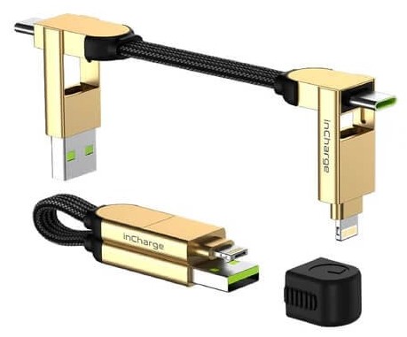 Кабель синхронизации данных Rolling Square 6в1, inCharge X 100W, бежевый (X03WR - Фото 1