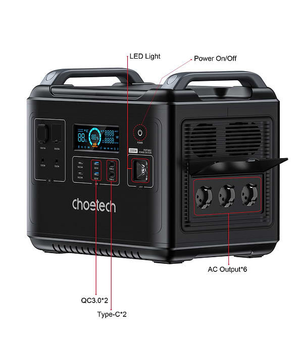 Фото - Зарядна станція універсальна Choetech 2000W (BS006)