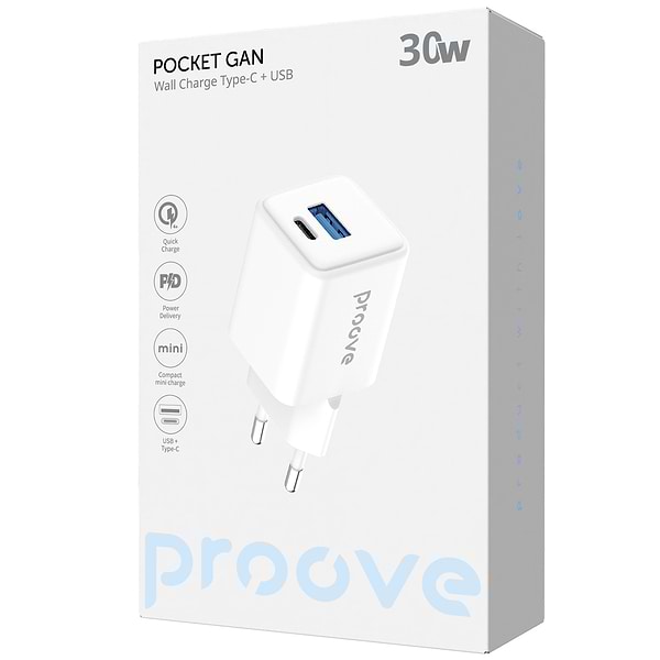 Фото - Мережевий зарядний пристрій Proove Pocket GaN 30W (Type-C + USB) white (WCPG30110002)