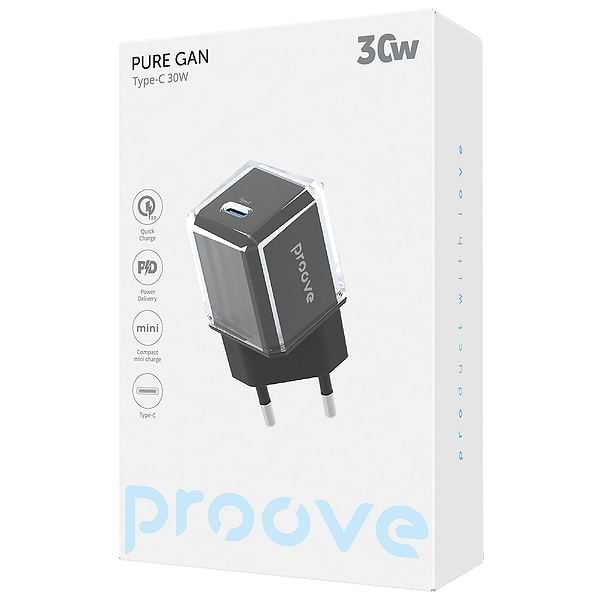 Фото - Мережевий зарядний пристрій Proove Pure GaN 30W (Type-C) black (WCPU30012201)