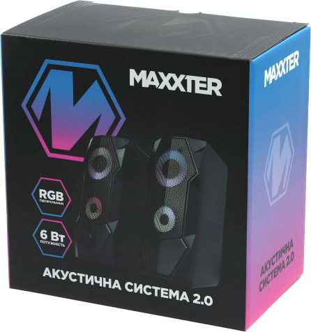 Фото - Комп'ютерна акустика компактна 2.0 Maxxter CSP-U002RGB Black