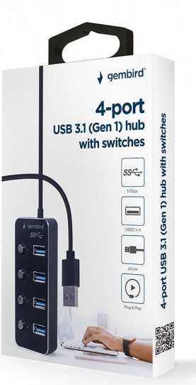 Фото - Хаб USB Gembird UHB-U3P4P-01