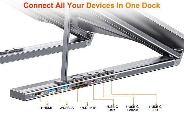 Фото - Подставка под ноутбук Choetech USB-C 7-в-1 (HUB-M48-GY)