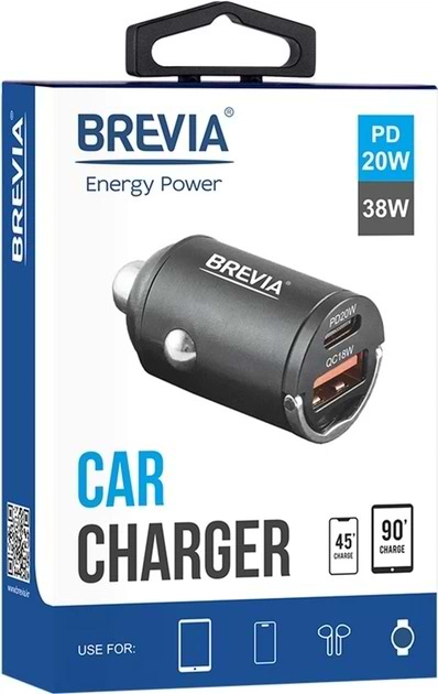 Фото - Автомобільний зарядний пристрій Brevia ePower NanoMetal 38W 1xUSB-C+1xUSB-A (46038CAMB)
