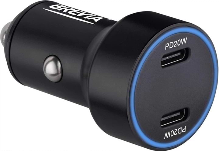Автомобільний зарядний пристрій Brevia ePower DualCharge Display 40W 2xUSB-C (46040DCLB)