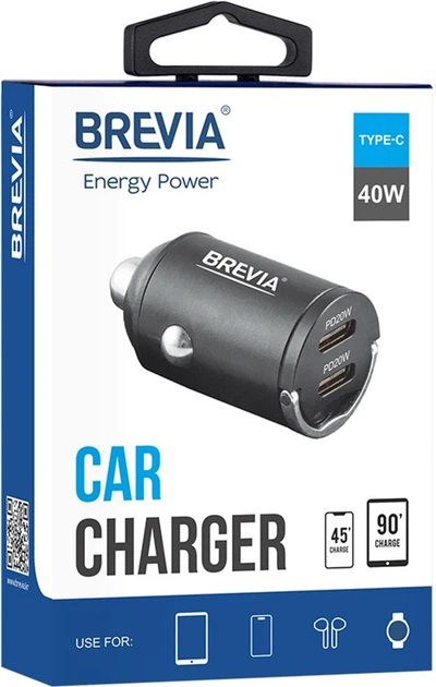 Фото - Автомобильное зарядное устройство Brevia ePower NanoMetal 40W 2xUSB-C (46040DCMB)
