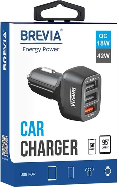 Фото - Автомобільний зарядний пристрій Brevia ePower TriDrive 42W 3xUSB-A (46042TUB)