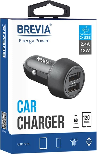 Фото - Автомобільний зарядний пристрій Brevia ePower DualDrive 12W 2xUSB-A (46012DUB)