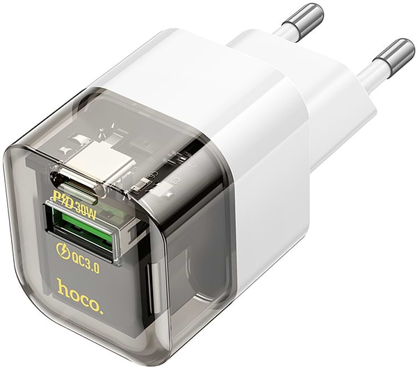 Фото - Сетевое зарядное устройство HOCO C131A PD30W+QC3.0 charger(EU) Transparent black (6942007609821)
