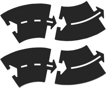 Доповнення до ігрових наборів Waytoplay "Криві ділянки" (4 дорожні частини) (061)