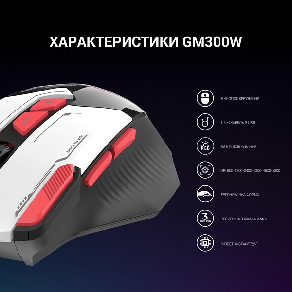 Фото - Мышь проводная игровая GamePro USB White (GM300W)