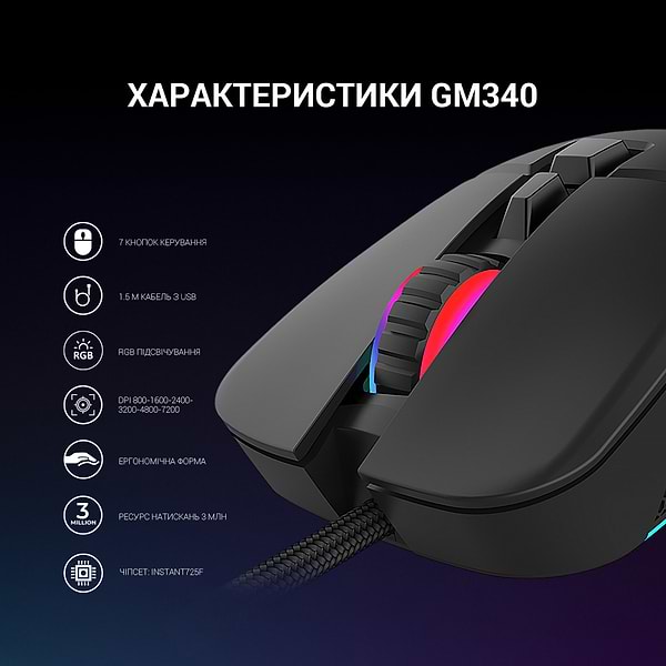 Фото - Мышь проводная игровая GamePro USB Black (GM340)