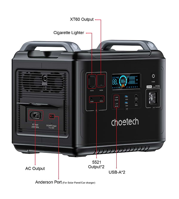 Фото - Зарядна станція універсальна Choetech 2000W (BS006)