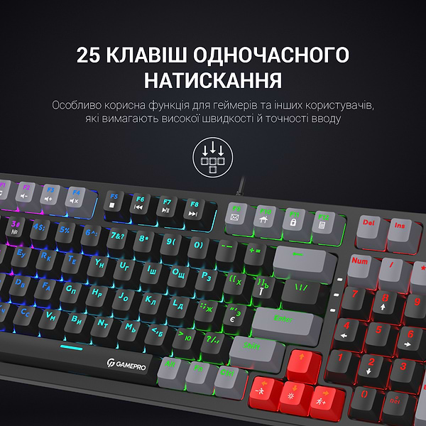 Фото - Клавіатура дротова ігрова GamePro MK120B