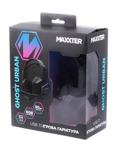 Фото - Гарнитура проводная игровая Maxxter Ghost Urban USB 7.1 RGB Black