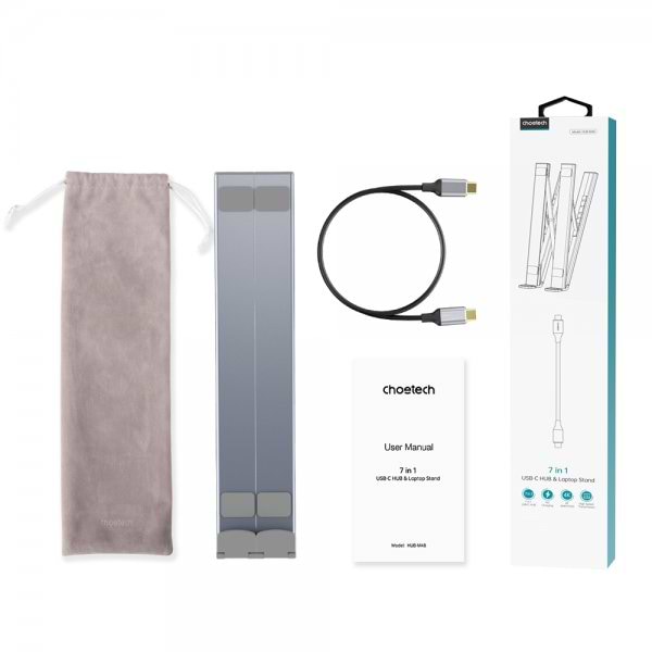 Фото - Подставка под ноутбук Choetech USB-C 7-в-1 (HUB-M48-GY)