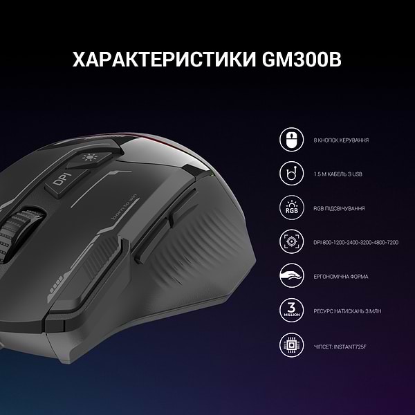Фото - Мышь проводная игровая GamePro USB Black (GM300B)
