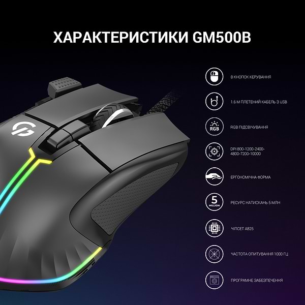 Фото - Мышь проводная игровая GamePro USB Black (GM500B)