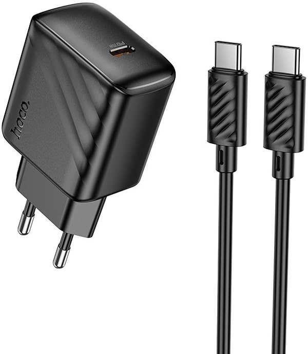 Фото - Сетевое зарядное устройство HOCO CS24A PD25W charger set (C to C)(EU) Black (6942007639774)