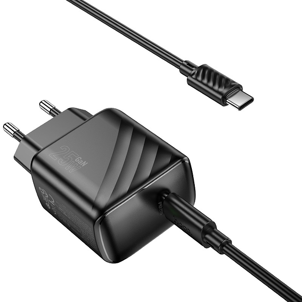 Фото - Сетевое зарядное устройство HOCO CS24A PD25W charger set (C to C)(EU) Black (6942007639774)