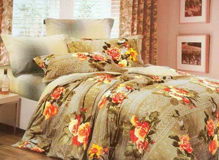 Комплект постельного белья Word of Dream H107 Букет Сатин 2х150х215 Коричневый (07380)