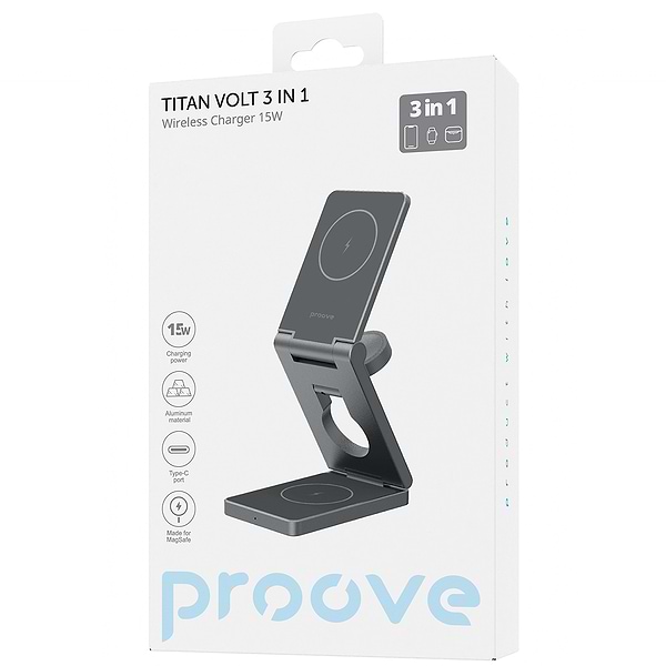 Фото - Бездротовий зарядний пристрій Proove Titan Volt 3 in 1 Gray