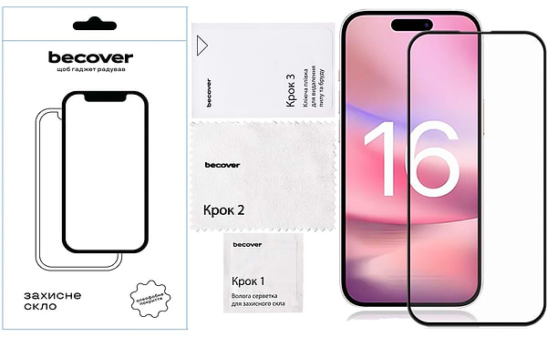 Фото - Защитное стекло для смартфона BeCover Apple iPhone 16 Black (712122)