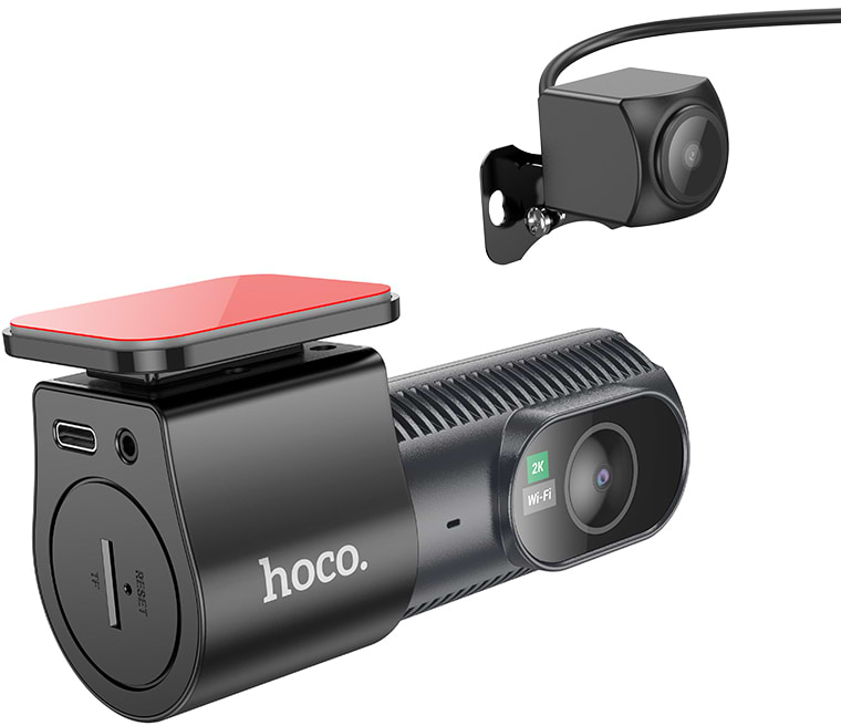 Відеореєстратор HOCO DV8 2K display hidden driving recorder with rear camera Black (6942007623384) - Фото 1