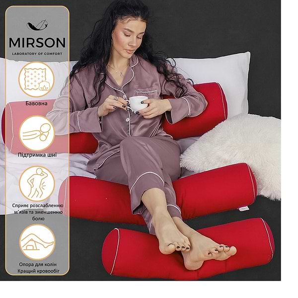 Фото - Подушка валик MirSon №8547 Naturale Line 19-1655 Edmonda 100% Memory 60х16 см (2200006344124)