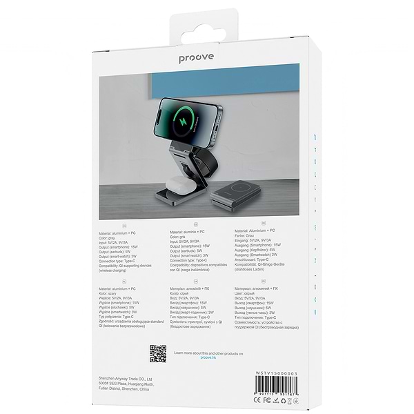 Фото - Бездротовий зарядний пристрій Proove Titan Volt 3 in 1 Gray