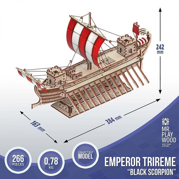 Фото - 3D пазли Mr.Playwood Корабель Імператорська Трірема "Чорний Скорпіон" (10112)