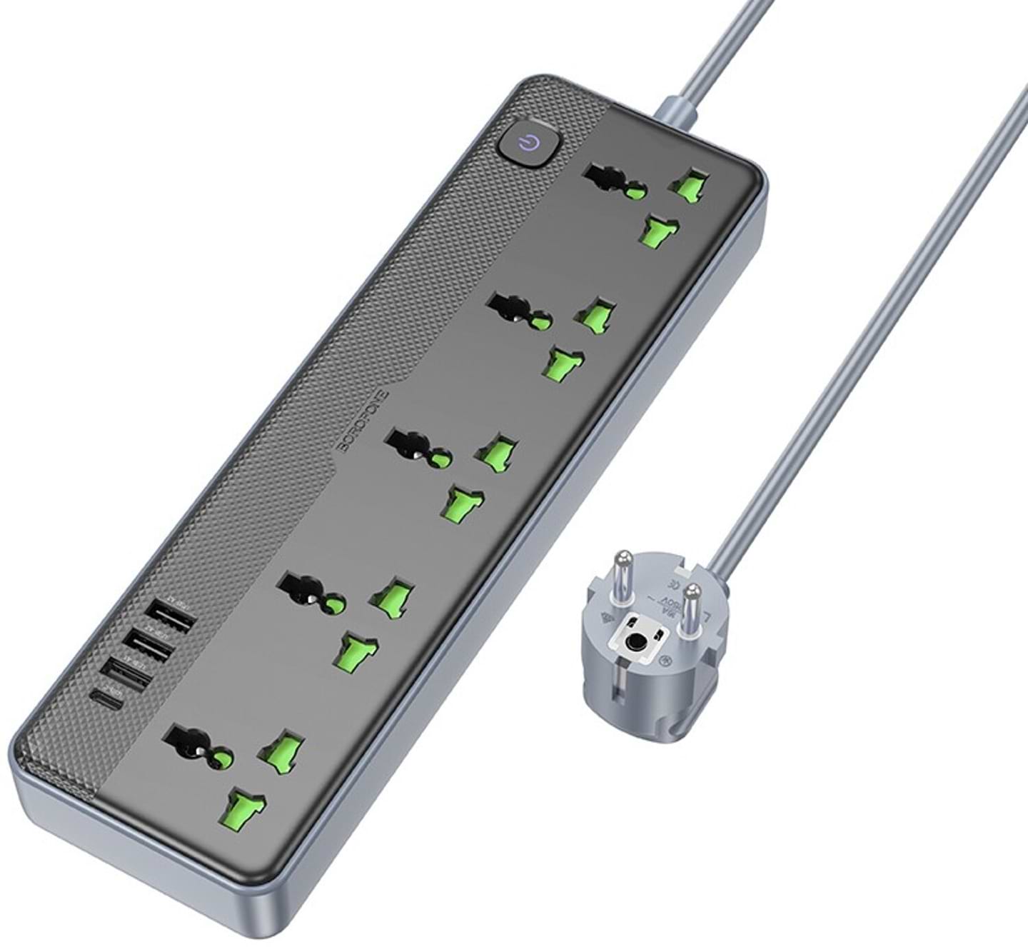 Сетевой фильтр BOROFONE BAC4A Lord 5 position socket 1C3A EU Black
