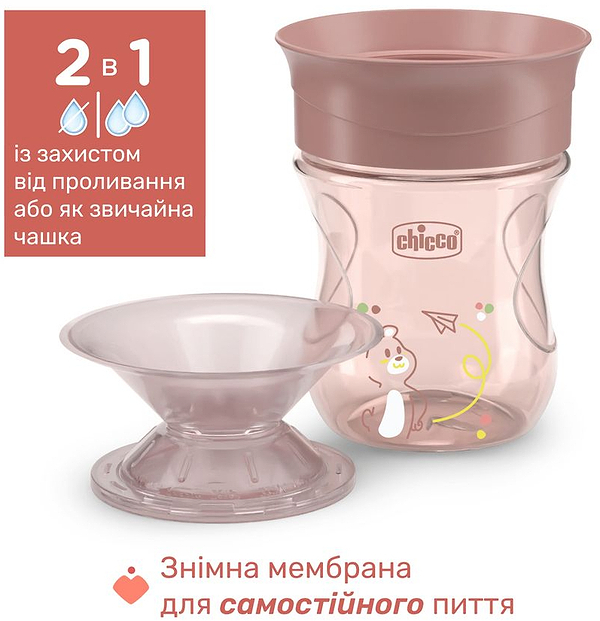 Фото - Чашка-непроливайка детская Chicco Perfect Cup 200 мл от 12 м розовая (06951.15)