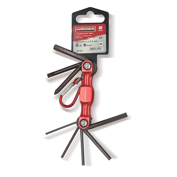 Фото - Набор ключей Haisser раскладной Г-образных HEX, SL5, PH2, 8 ед., S2 (48120)