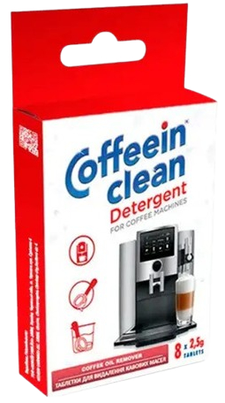 Таблетки для видалення масляного нальоту Coffeein clean Detergent  2,5g блістер 8шт, 20 г - Фото 1