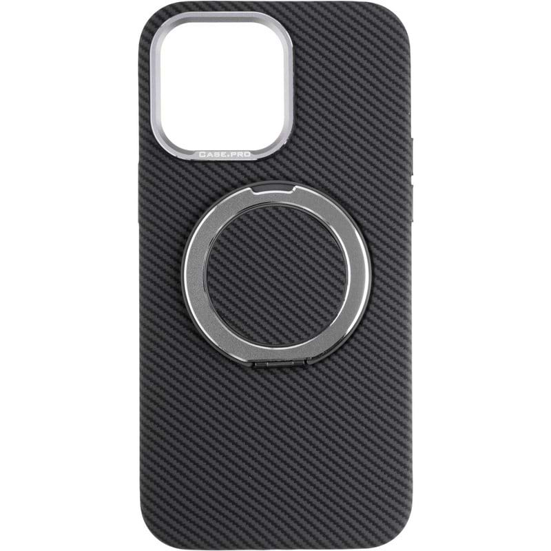 Чохол для смартфону Gelius Carbon Ring Stand 360 for iPhone 15 Grey (98584) - Фото 1