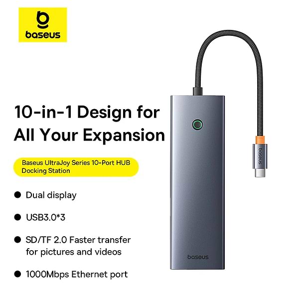 Фото - Хаб USB Baseus UltraJoy 10-Port HUB Space Grey Type-C (B0005280C811-00)