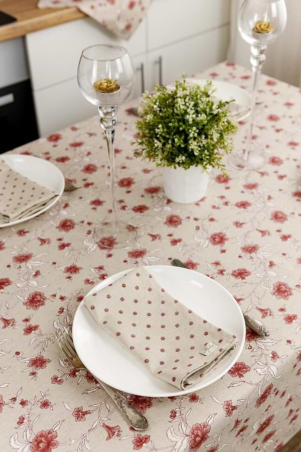 Фото - Скатерть прямоугольная Прованс Цветы бордо 120х136 см (031548)