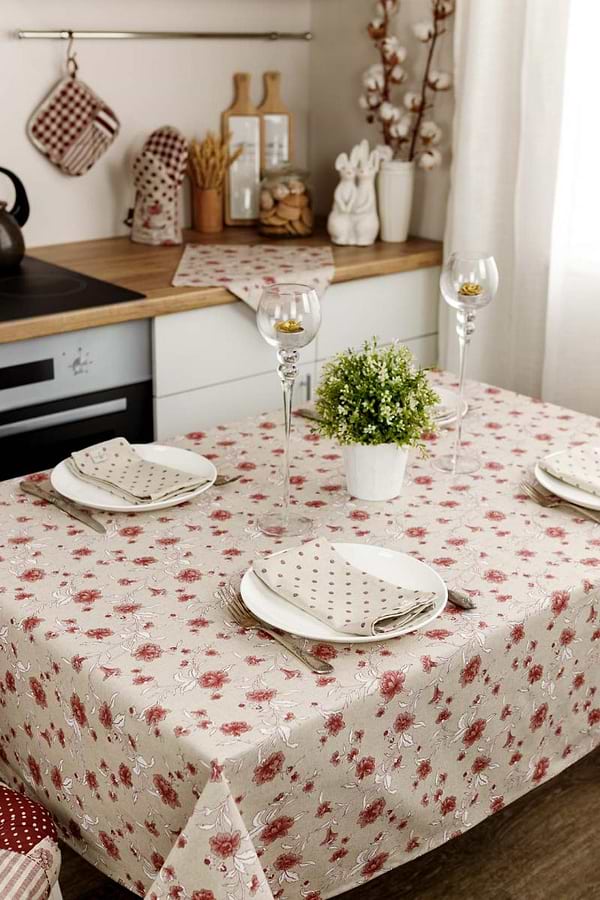 Фото - Скатерть прямоугольная Прованс Цветы бордо 120х136 см (031548)