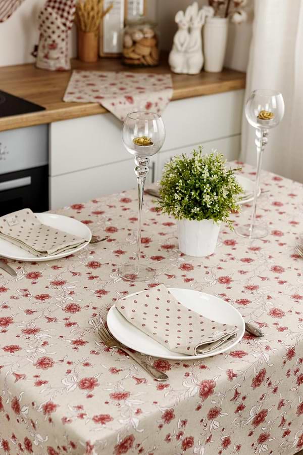 Фото - Скатерть прямоугольная Прованс Цветы бордо 136х180 см (031568)