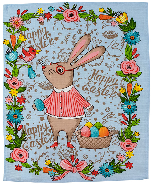 Полотенце кухонное Руно 45х60 ваф. (205.15_Пасха голубой_1)