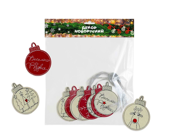 Фото - Декор New Year WP Merchandise Кульки з вишивкою (FWPNYBALL22RDML01) Фото - Декор New Year WP Merchandise Кульки з вишивкою (FWPNYBALL22RDML01)