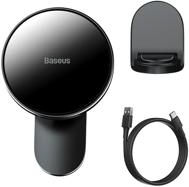Фото - Автотримач з бездротовою зарядкою Baseus Big Energy MagSafe 15W Black (WXJN-01)