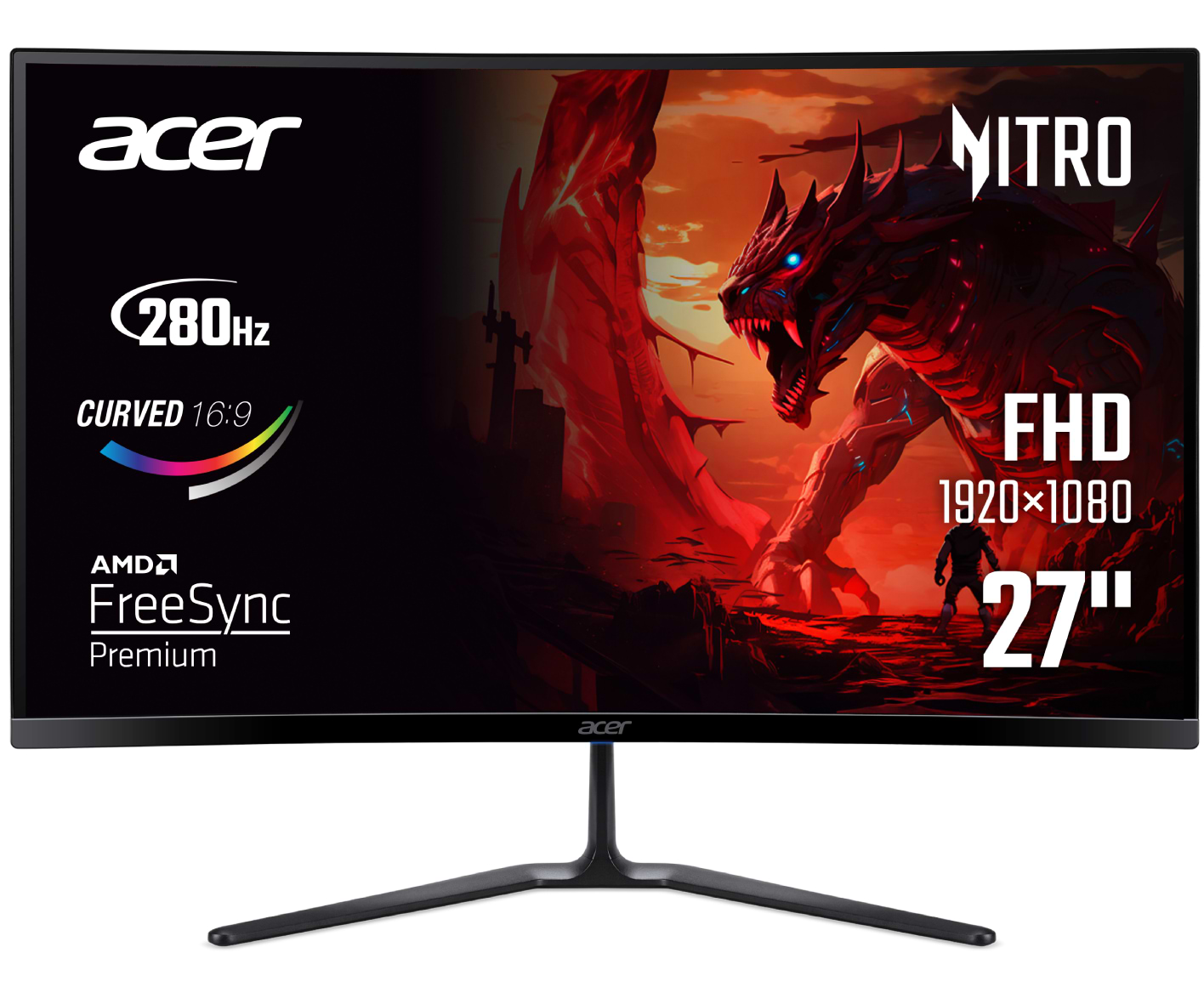 Монітор ігровий Acer Nitro ED270Zbmiipx (UM.HE0EE.Z01) Black - Фото 1