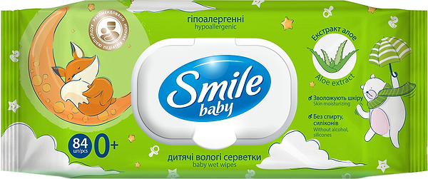 Фото - Влажные салфетки для грудничков Smile baby Экстракт алоэ с клапаном 84 шт. (42107450)