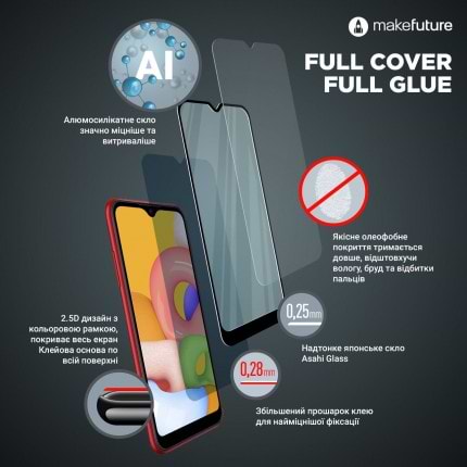 Фото - Защитное стекло для смартфона MakeFuture Full Cover Full Glue Vivo Y1S (MGF-VY1S)
