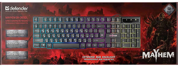 Фото - Клавіатура дротова ігрова Defender Mayhem GK-360DL (45362)