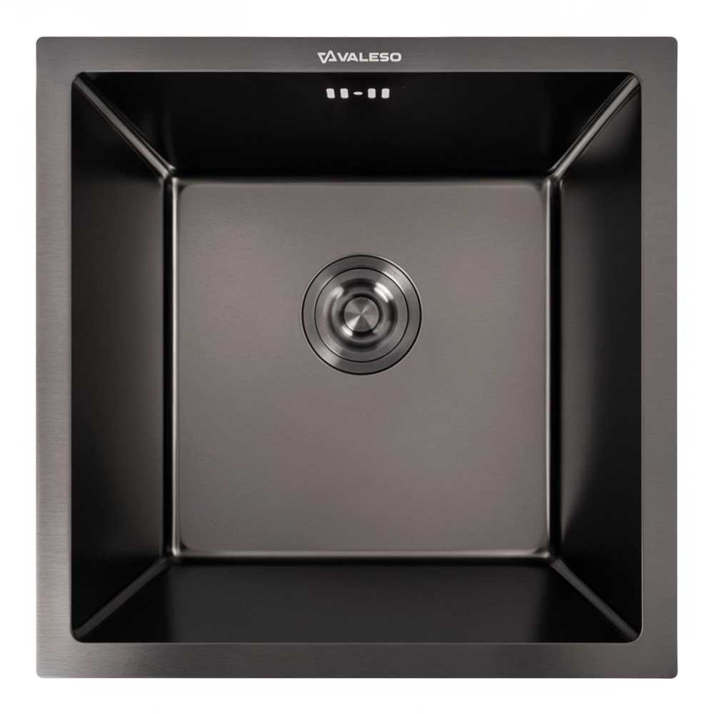 Мойка кухонная VALESO PVD черная 44х44 Handmade монтаж под столешницу (3.0/0.8)
