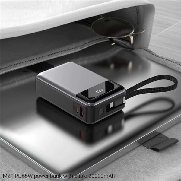 Фото - Батарея мобільна AceFast 20000mAh 65W PD QC3.0 USB-A+USB-C cable M21 Black-Gray (6974316283898)